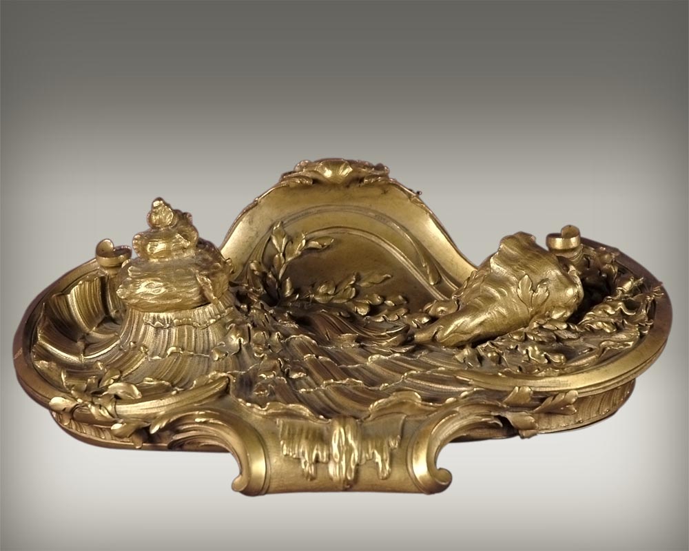 François LINKE (1855-1946) and Léon MESSAGÉ (1842-1901) (attributed to), « The Sea », Gilt bronze inkwell François LINKE (1855-1946) and Léon MESSAGÉ (1842-1901) (attributed to), « The Sea », Gilt bronze inkwell -0