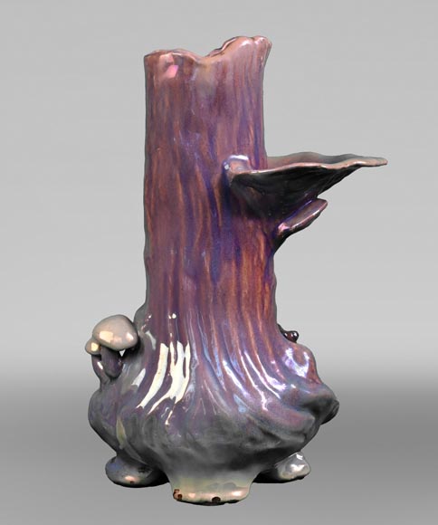 BOCH Frères, Art Nouveau Vase in Iridescent Faience Decorated with a Toad and Mushrooms, late 19th century BOCH Frères, Art Nouveau Vase in Iridescent Faience Decorated with a Toad and Mushrooms, late 19th century-2