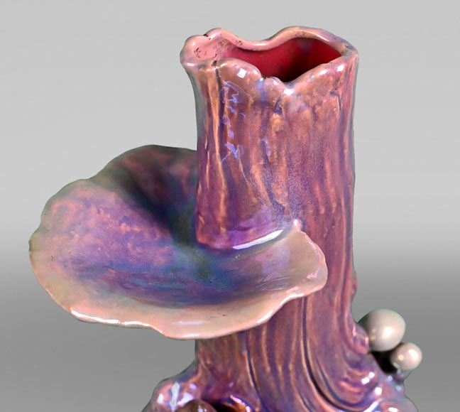 BOCH Frères, Art Nouveau Vase in Iridescent Faience Decorated with a Toad and Mushrooms, late 19th century BOCH Frères, Art Nouveau Vase in Iridescent Faience Decorated with a Toad and Mushrooms, late 19th century-3