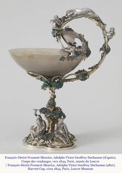 François-Désiré FROMENT-MEURICE, Silver, Agate and Malachite Tazza Decorated with a Rich Maritime Design, 1853 François-Désiré FROMENT-MEURICE, Silver, Agate and Malachite Tazza Decorated with a Rich Maritime Design, 1853-5