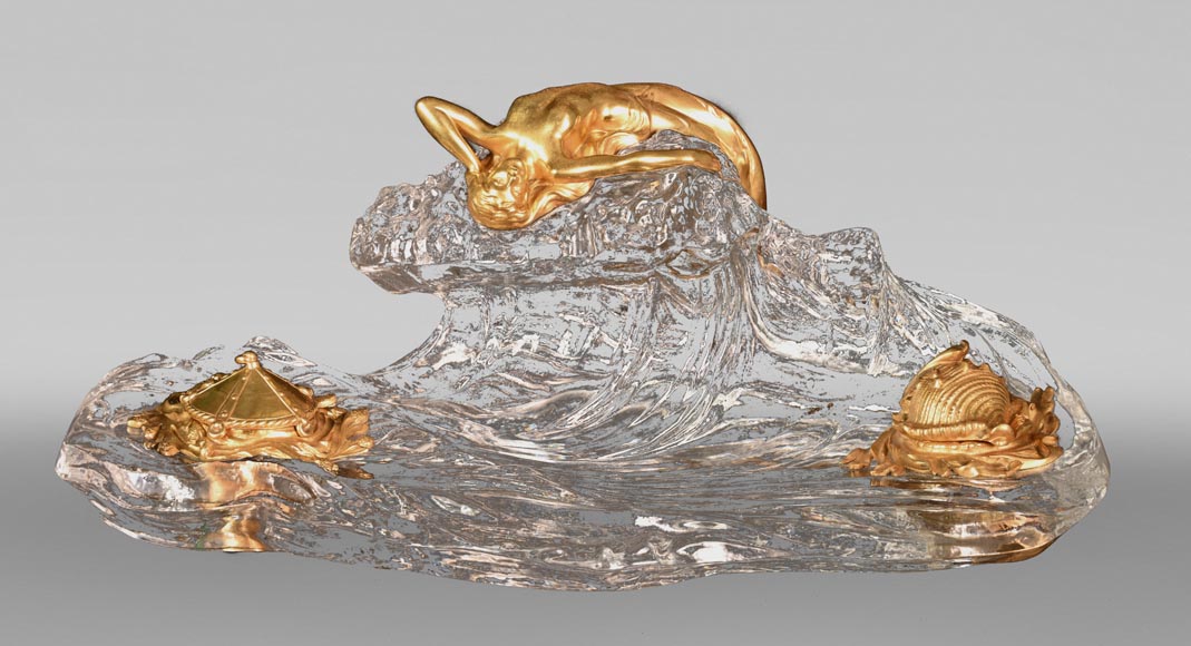 BACCARAT crystalworks, La Vague Inkwell, 1909-0