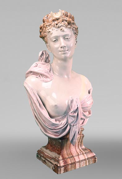 Louis-Robert CARRIER-BELLEUSE for the CHOISY-LE-ROI faience factory, Bust of Diana, circa 1900 Louis-Robert CARRIER-BELLEUSE for the CHOISY-LE-ROI faience factory, Bust of Diana, circa 1900-1