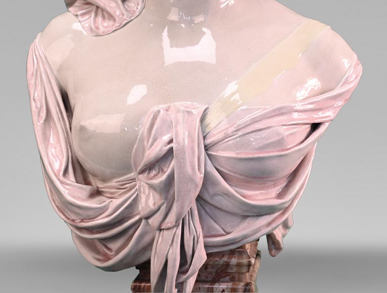 Louis-Robert CARRIER-BELLEUSE for the CHOISY-LE-ROI faience factory, Bust of Diana, circa 1900 Louis-Robert CARRIER-BELLEUSE for the CHOISY-LE-ROI faience factory, Bust of Diana, circa 1900-5