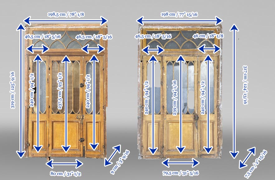 Pair of Triple Doors with Glazed Frame – Circa 1900 Pair of Triple Doors with Glazed Frame – Circa 1900-10