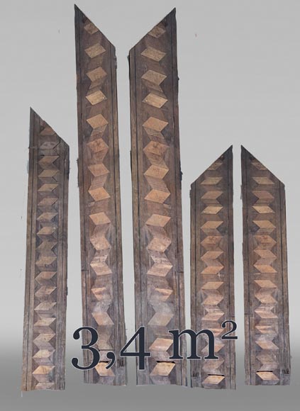 Napoleon III Parquet Friezes – 3.4 m² – Interlaced Diamond Motif with Black Border Napoleon III Parquet Friezes – 3.4 m² – Interlaced Diamond Motif with Black Border-0