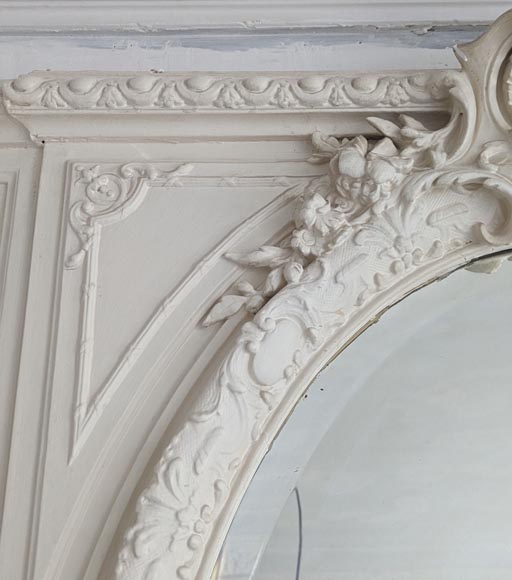 Napoleon III-style trumeau richly decorated with oval bevelled mirror Napoleon III-style trumeau richly decorated with oval bevelled mirror-4