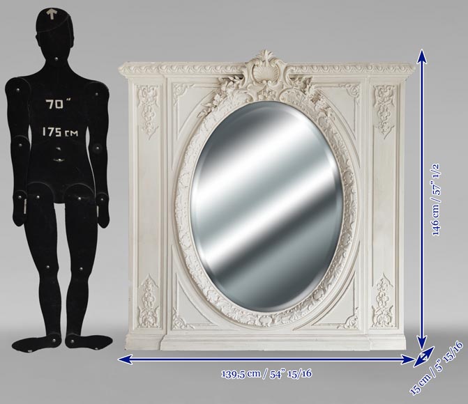 Napoleon III-style trumeau richly decorated with oval bevelled mirror Napoleon III-style trumeau richly decorated with oval bevelled mirror-8