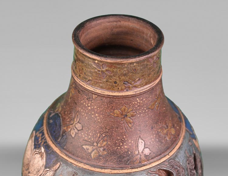 Ernest CHAPLET for the HAVILAND manufacture, Vase with aquatic plant decoration, circa 1880 Ernest CHAPLET for the HAVILAND manufacture, Vase with aquatic plant decoration, circa 1880-3