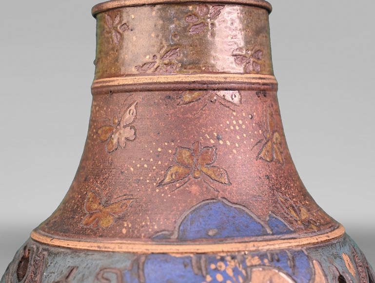 Ernest CHAPLET for the HAVILAND manufacture, Vase with aquatic plant decoration, circa 1880 Ernest CHAPLET for the HAVILAND manufacture, Vase with aquatic plant decoration, circa 1880-4