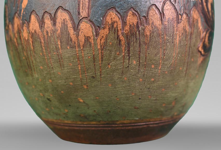 Ernest CHAPLET for the HAVILAND manufacture, Vase with aquatic plant decoration, circa 1880 Ernest CHAPLET for the HAVILAND manufacture, Vase with aquatic plant decoration, circa 1880-9