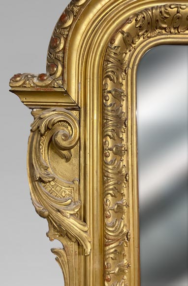 Large gilded trumeau with central medallion in the Napoleon III style Large gilded trumeau with central medallion in the Napoleon III style-4