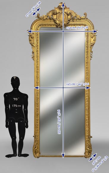 Large gilded trumeau with central medallion in the Napoleon III style Large gilded trumeau with central medallion in the Napoleon III style-10