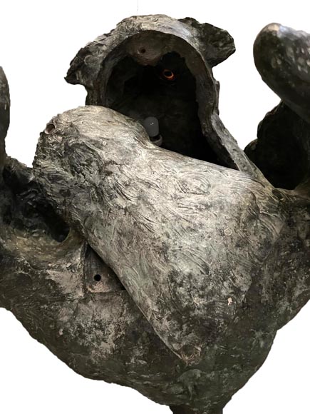 Anonymous, Bronze statue of a Eurasian eagle-owl clutching a snake, late 19th-early 20th century-7