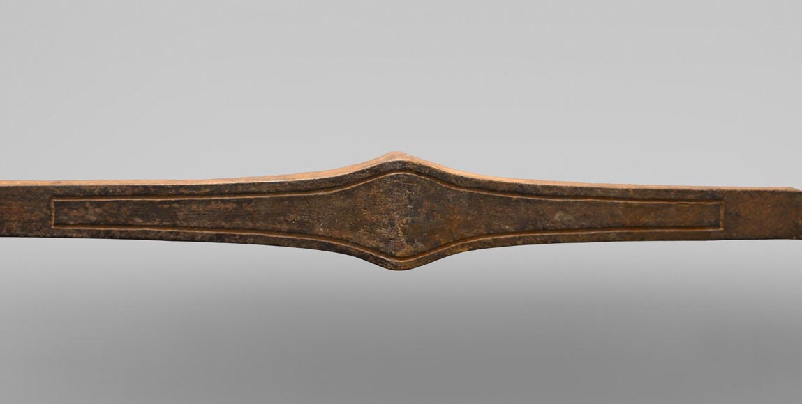 Pair of andirons with flowers and dolphins Pair of andirons with flowers and dolphins-3