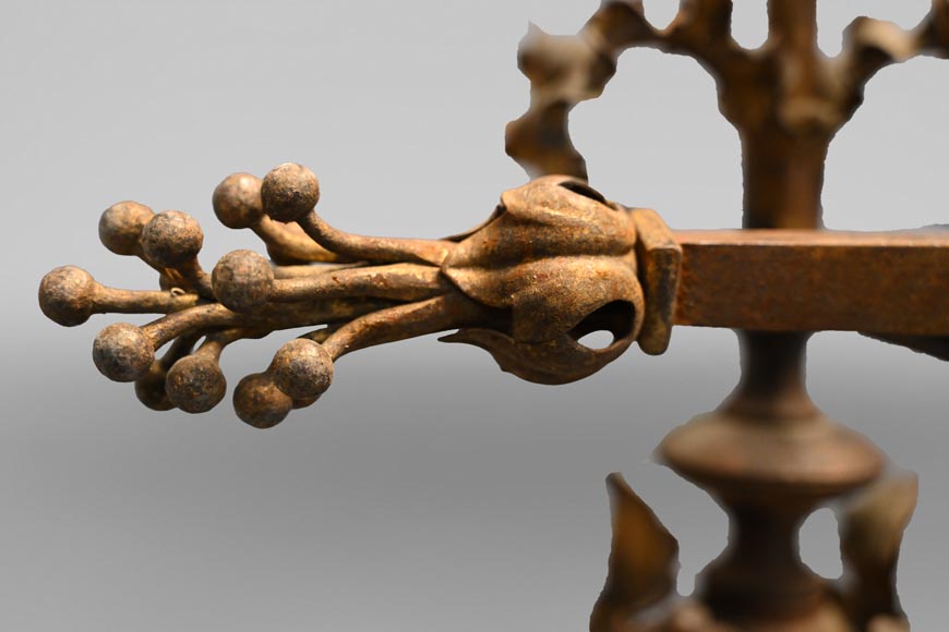 Pair of andirons with flowers and dolphins Pair of andirons with flowers and dolphins-5