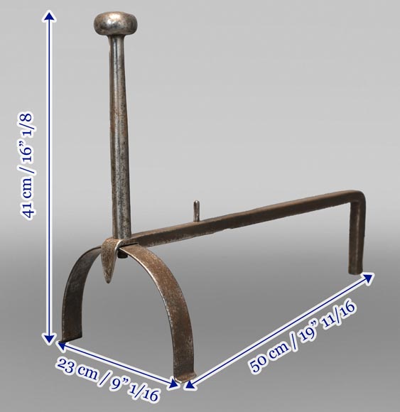 Pair of high andirons with arched feet Pair of high andirons with arched feet-4