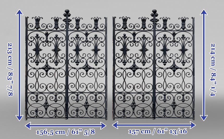 Napoleon III-style wrought iron double gate, 19th century Napoleon III-style wrought iron double gate, 19th century-10