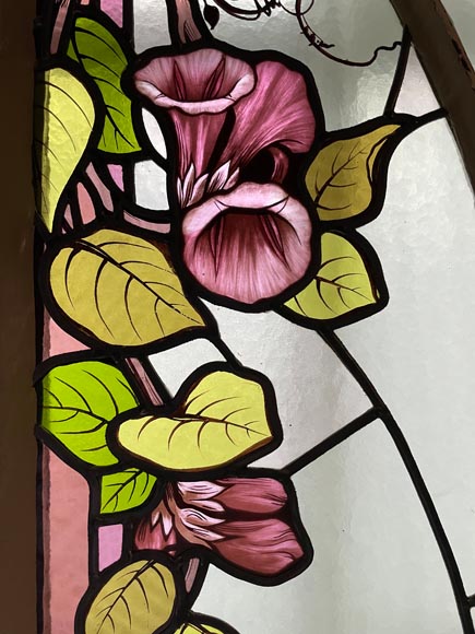 KOENIG & LAFITTE - Art Nouveau stained glass window with bindweed KOENIG & LAFITTE - Art Nouveau stained glass window with bindweed-5