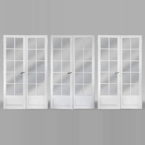 Set of 3 small-paned double doors