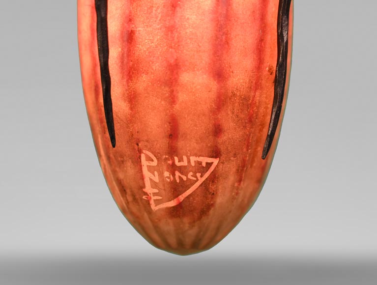 DAUM, Émile ROBERT (attributed to), Lamp in delicately openwork wrought iron and glass, circa 1900 DAUM, Émile ROBERT (attributed to), Lamp in delicately openwork wrought iron and glass, circa 1900-4