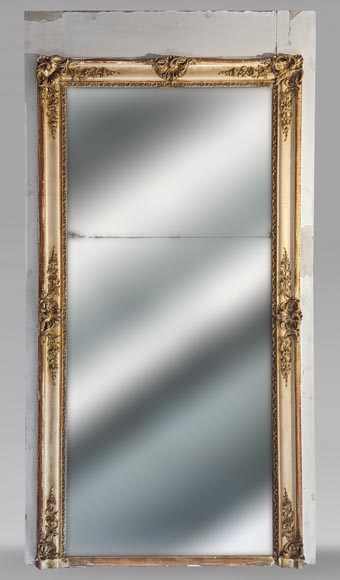 Napoleon III-style trumeau with palmettes in the corners and gilded frame Napoleon III-style trumeau with palmettes in the corners and gilded frame-0