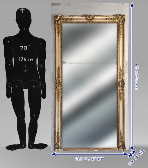 Napoleon III-style trumeau with palmettes in the corners and gilded frame Napoleon III-style trumeau with palmettes in the corners and gilded frame-6