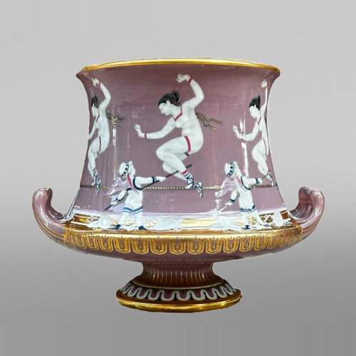 Sèvres Manufacture, Cubiform Vase with Tightrope Dancers, 1867-1869