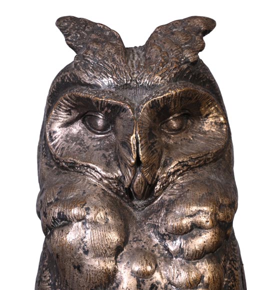 E. CLAVIER, Andirons with Eurasian Eagle-Owls, 1867 World's Fair-2