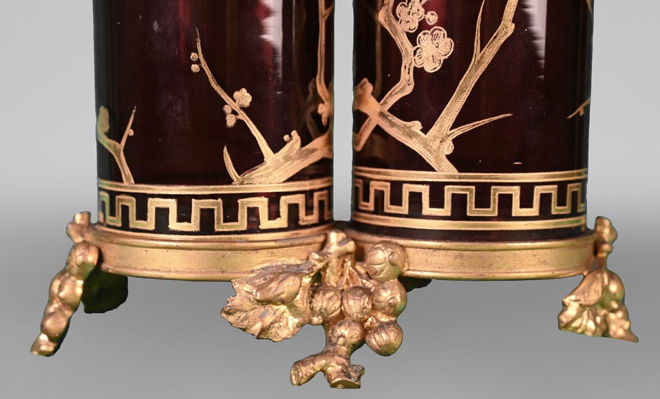 BACCARAT, Pair of Double Vases with Japanese-Style Decoration, circa 1880 BACCARAT, Pair of Double Vases with Japanese-Style Decoration, circa 1880-6