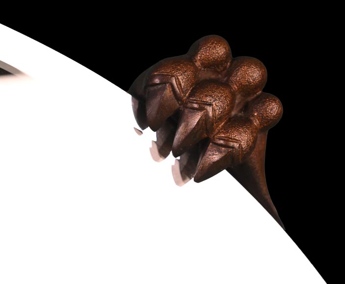 MARNYHAC House (attributed), Japanese-style crescent moon mirror decorated with a bronze dragon with a brown patina MARNYHAC House (attributed), Japanese-style crescent moon mirror decorated with a bronze dragon with a brown patina-6