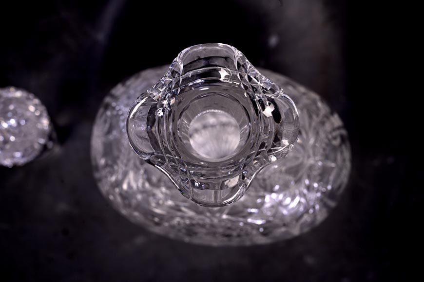 Pair of Engraved Crystal Wine Decanters, Cristallerie de Saint-Louis-11