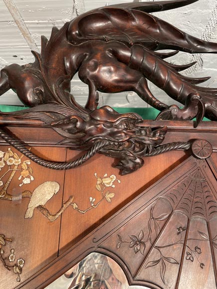 Maison des Bambous, Alfred PERRET and Ernest VIBERT (attributed to) - Japanese sideboard with fan-shaped mirror Maison des Bambous, Alfred PERRET and Ernest VIBERT (attributed to) - Japanese sideboard with fan-shaped mirror-3