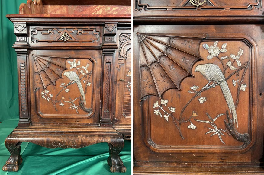 Maison des Bambous, Alfred PERRET and Ernest VIBERT (attributed to) - Japanese sideboard with fan-shaped mirror Maison des Bambous, Alfred PERRET and Ernest VIBERT (attributed to) - Japanese sideboard with fan-shaped mirror-9