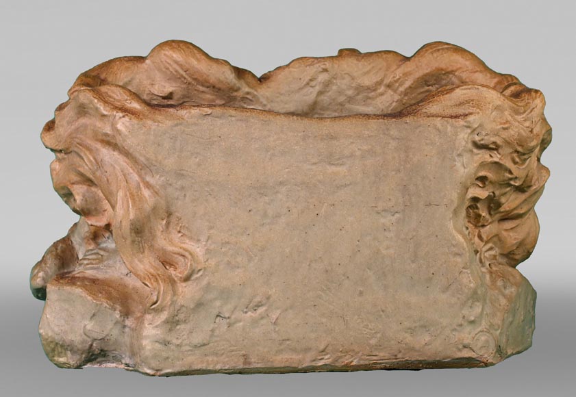 Georges ENGRAND and Émile MULLER, Planter with Three Faces of a Young Women and a Monkey, circa 1896 Georges ENGRAND and Émile MULLER, Planter with Three Faces of a Young Women and a Monkey, circa 1896-5