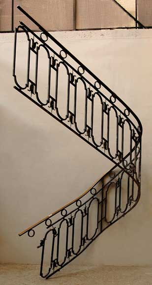 Cast iron banister with brass hand rail Cast iron banister with brass hand rail-0