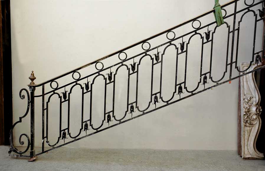 Cast iron banister with brass hand rail Cast iron banister with brass hand rail-9