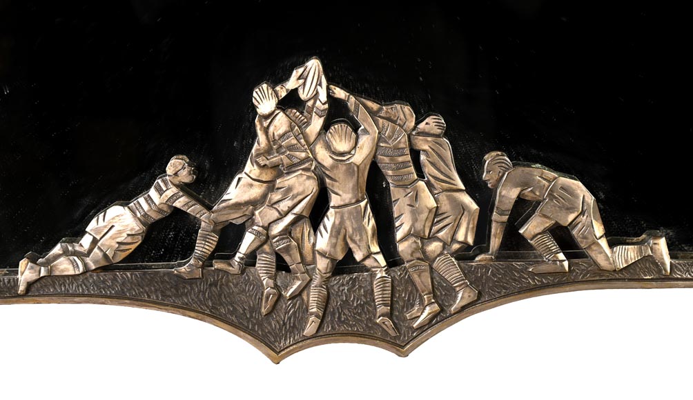 Georges Marius BORETTI, Art Déco-style Mirror with Rugby Players, circa 1930 Georges Marius BORETTI, Art Déco-style Mirror with Rugby Players, circa 1930-1