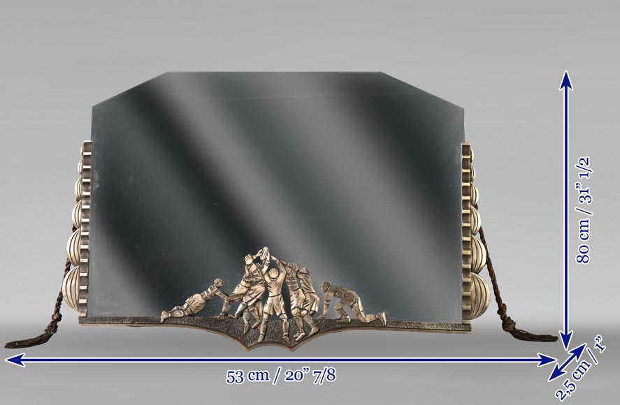 Georges Marius BORETTI, Art Déco-style Mirror with Rugby Players, circa 1930 Georges Marius BORETTI, Art Déco-style Mirror with Rugby Players, circa 1930-6