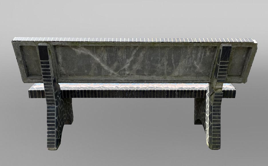 Garden furniture set with a table, three stools and a bench decorated with polychrome ceramic tiles, 1980s Garden furniture set with a table, three stools and a bench decorated with polychrome ceramic tiles, 1980s-7