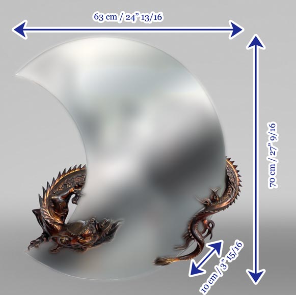 Gabriel Viardot (attributed to), Japanese-style mirror in the shape of a crescent moon adorned with bronze dragons Gabriel Viardot (attributed to), Japanese-style mirror in the shape of a crescent moon adorned with bronze dragons-7