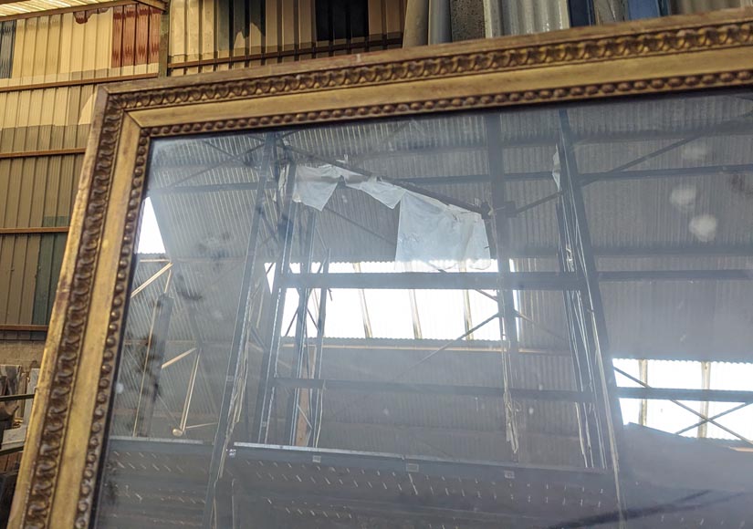 Large Louis XVI style gilded trumeau, mirror in two parts Large Louis XVI style gilded trumeau, mirror in two parts-1