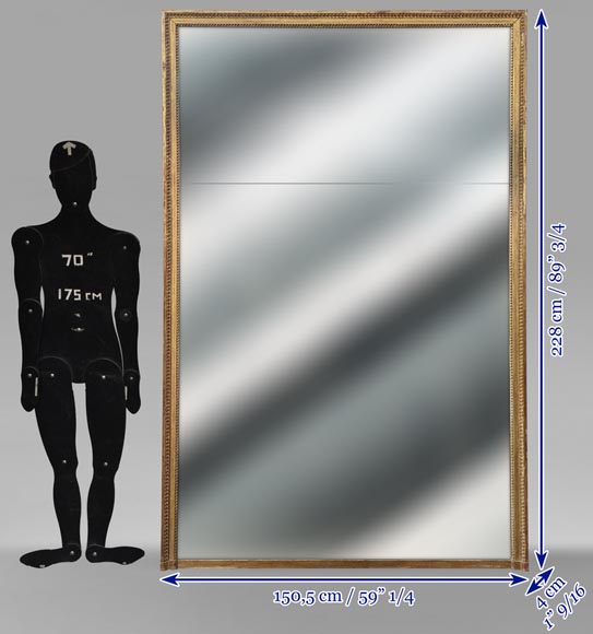 Large Louis XVI style gilded trumeau, mirror in two parts Large Louis XVI style gilded trumeau, mirror in two parts-7