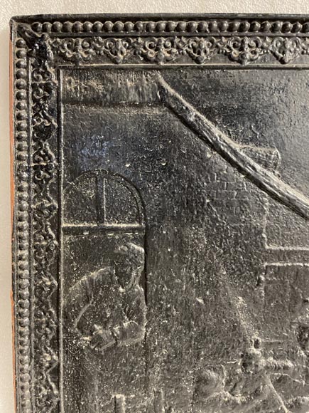 Fireback with peasant scene décor Fireback with peasant scene décor-1