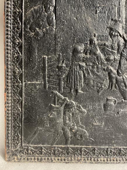 Fireback with peasant scene décor Fireback with peasant scene décor-2