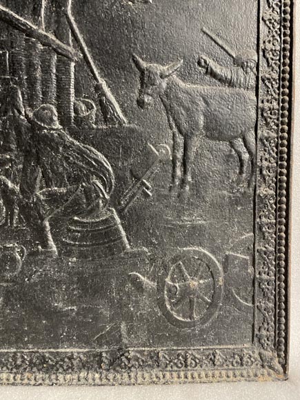 Fireback with peasant scene décor Fireback with peasant scene décor-4