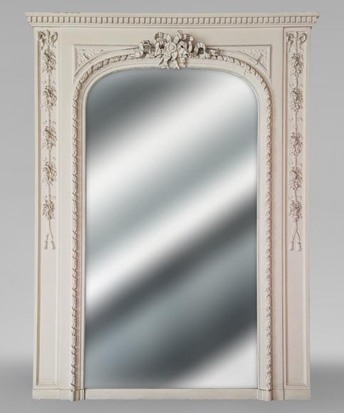 Louis XVI style trumeau with rounded mirror decorated with a ribbon Louis XVI style trumeau with rounded mirror decorated with a ribbon-0