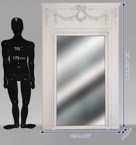 Louis XVI style trumeau decorated with a garland of flowers Louis XVI style trumeau decorated with a garland of flowers-8