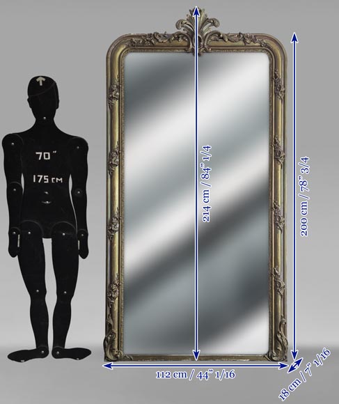 Louis XV style trumeau adorned with a palmette in gilded paint Louis XV style trumeau adorned with a palmette in gilded paint-6