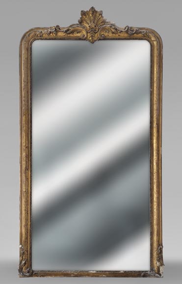 Louis XV-style gilded trumeau with engraved decoration Louis XV-style gilded trumeau with engraved decoration-0