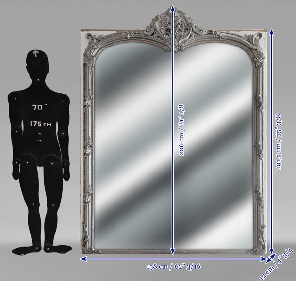 Large Louis XV style trumeau with openwork floral decoration Large Louis XV style trumeau with openwork floral decoration-7